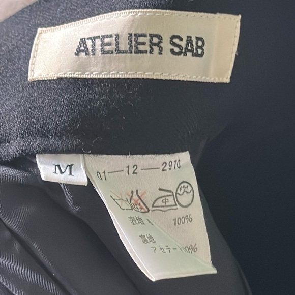 ATELIER SAB Japanese Brand wool high waisted tapered 
Men's Black Pants Size M - Picture 5 of 7